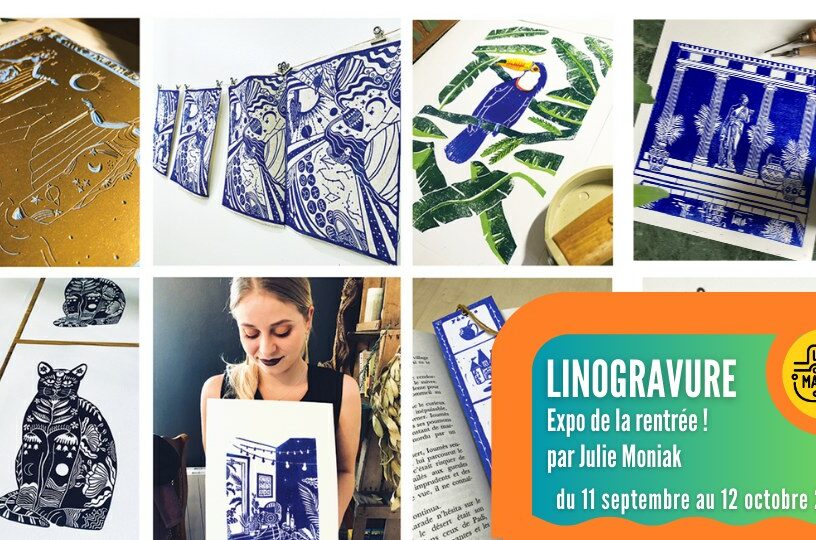 LINOGRAVURE : expo magique de la rentrée⎟ Péniche le Bus magique