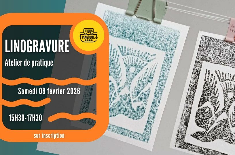 LINOGRAVURE : atelier magique ! / Péniche le Bus magique